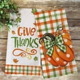 thumbnail image 4 of Thanksgiving Give Thanks Pumpkin Kitchen Dish Towels Set of 2, Fall Buffalo Plaid Check Bow Hand Towels Drying Baking Cooking Cloth, Autumn Maple Leaves Farmhouse Home Kitchen Decor 18x26 Inch, 4 of 6