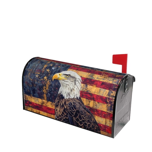 PHELIKA Retro American Flag Bald Eagle 02 Magnetic Mailbox Covers Post Letter Box Cover Standard Size 21"H x 18"W