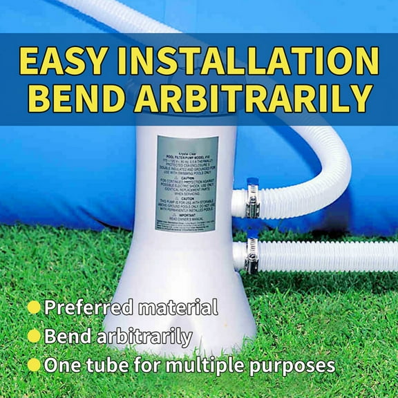 Replacement Pool Hose, 1 Pack 1.25" Diameter Accessory Pool Pump Replacement Hose 57" Long For Above Ground Pools, Filter Pump Hose Bundled With 2 Metal Clamps (White)