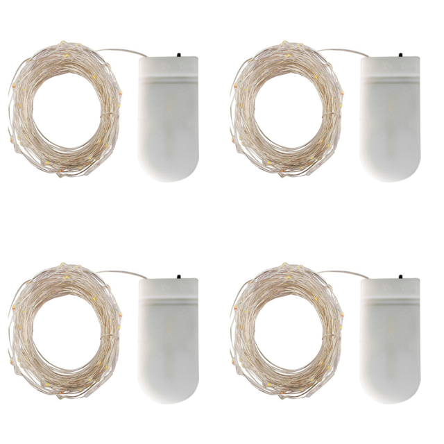 Guirnalda Luces Hadas 1m 10LED Alambre Cobre Del para Fiesta Navidad (cálida)