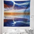 thumbnail image 1 of Ocean Tapestry, Thunder over the Sea with Reflections Storm Theme Mother Earth Theme Image, Fabric Wall Hanging Decor for Bedroom Living Room Dorm, 5 Sizes, Orange Blue, by Ambesonne, 1 of 1