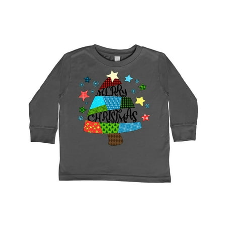 

Inktastic Merry Christmas Patchwork Quilting Tree Gift Toddler Boy or Toddler Girl Long Sleeve T-Shirt