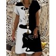 thumbnail image 1 of New Women Sundress Creative Lovely Cat 3D Print Ladies Summer Loose Beach Dress Casual Short Sleeve V-neck A-line Dress VestidosXXXL Gao Jinjia LED, 1 of 2
