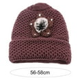 thumbnail image 6 of Womens Hats Winter, Womens Winter Warm Floral Knitted Crochet Beanie Slouchy Wool Hat, 6 of 8