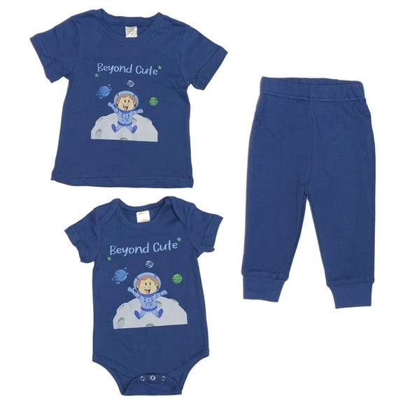 Beyond Cute - Baby Boy Astronaut 2-Piece Clothing Set | Onesie Bodysuit or T-shirt with matching Sweatpants | Short Sleeve | Cotton | Baby Shower Gift | 0-36 months