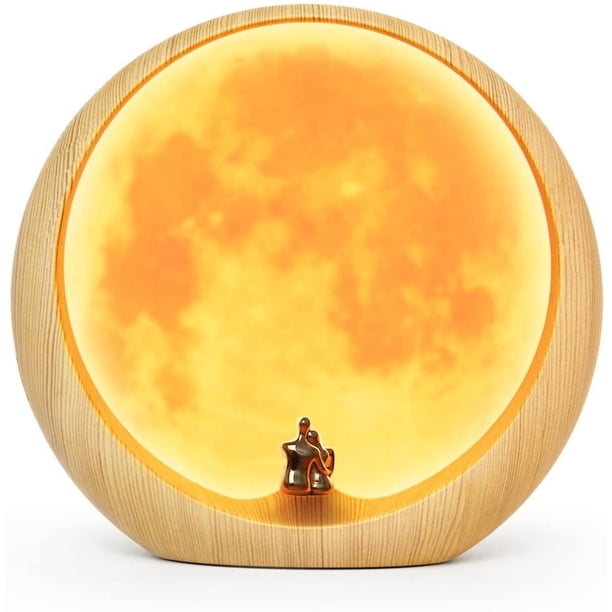 Luz de noche de luna para cumpleaños, bodas, San Valentín, regalo Art Deco, Amor bajo la luna, roja, recargable