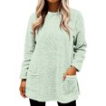 thumbnail image 2 of Huankd Fleece Sweatshirts for Women Mock Turtleneck Fall Winter Warm Sweater Plus Size Tunic Pullover Tops with Pockets Light Green L, 2 of 5