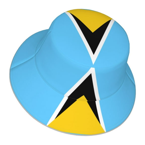 Flag Of Saint Lucia Bucket Hat Stripe Beach Fisherman Hats For Women Men Reversible Double-Side-Wear With Reflective