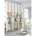 thumbnail image 3 of Floral Shower Curtain, Eucalyptus Leaf Daisy Bottle Bathroom Decor Curtains Set with Hooks, Gold Sage Green Waterproof Fabric Home Accessories， Stall 36 X 72 Inch, 3 of 6