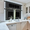 thumbnail image 2 of Black Geometric Kitchen Window Curtains Valance and Tier Set 36 Inch Farmhouse Moroccan Lattice Gothic Rod Pocket Short Tier Curtain, Abstract Small Drapes for Kitchen Decor, 2 of 6
