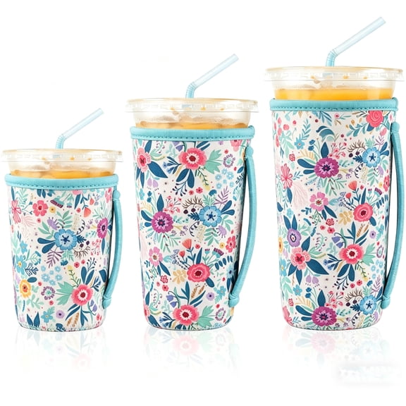3 Pack Reusable Iced Coffee Sleeves for Iced Coffee Cups or Drinks Reusable Neoprene Insulated Sleeves for Hot and Cold Drinks