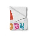 thumbnail image 2 of Wording Soft Flannel Fleece Throw Blanket, Doodle Colorful Typography Oh Happy Day Words with Dots and Snowflake Images, Cozy Plush for Indoor and Outdoor Use, 50" x 60", Multicolor, by Ambesonne, 2 of 6