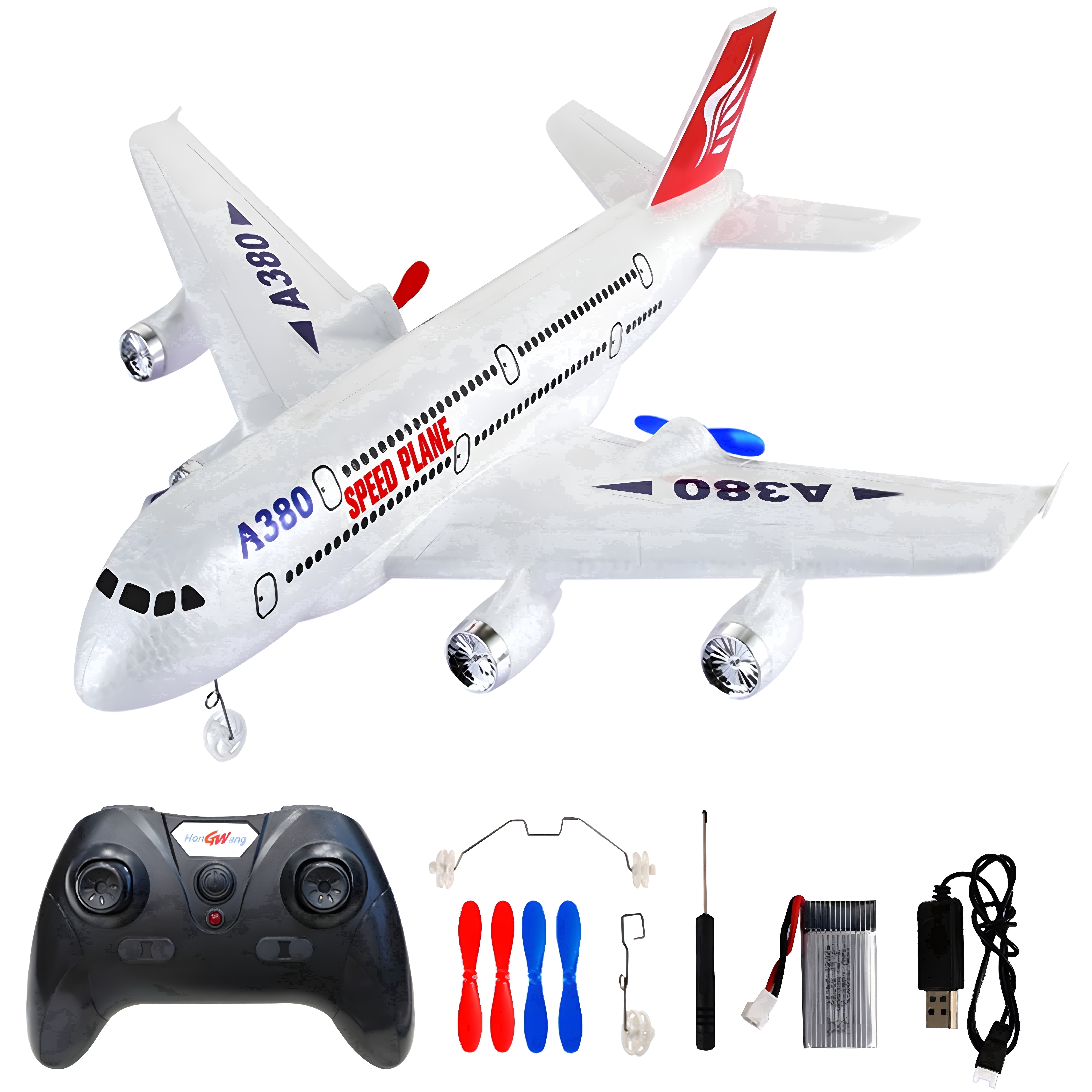 Remote Control Airplane A380 RC Plane 2.4GHz 2.5CH Foam Glider, Easy to Fly Beginner Aircraft Toy for Kids Adults
