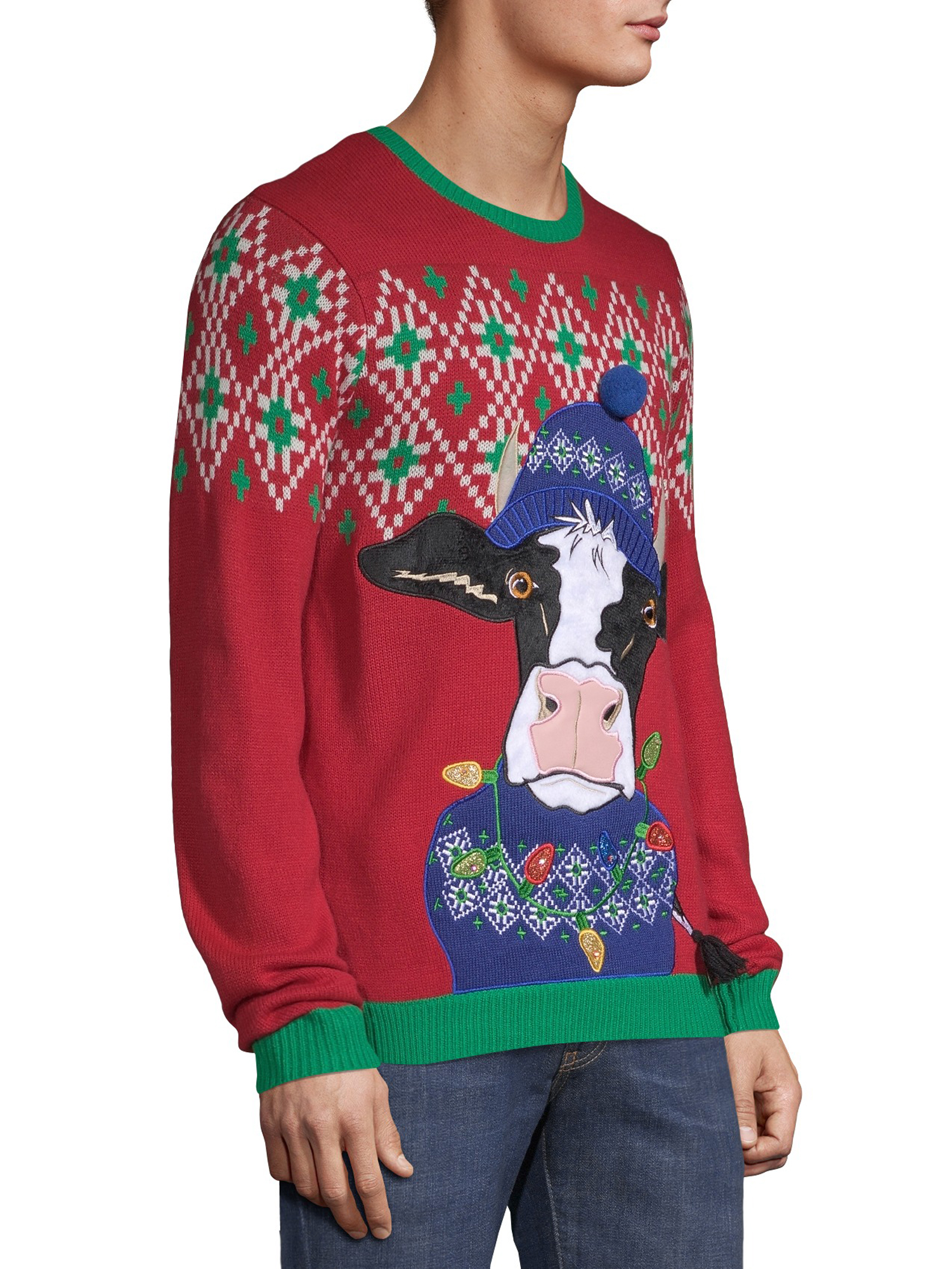 Holiday Time Men's Light-Up Cow Ugly Christmas Sweater - image 3 of 6
