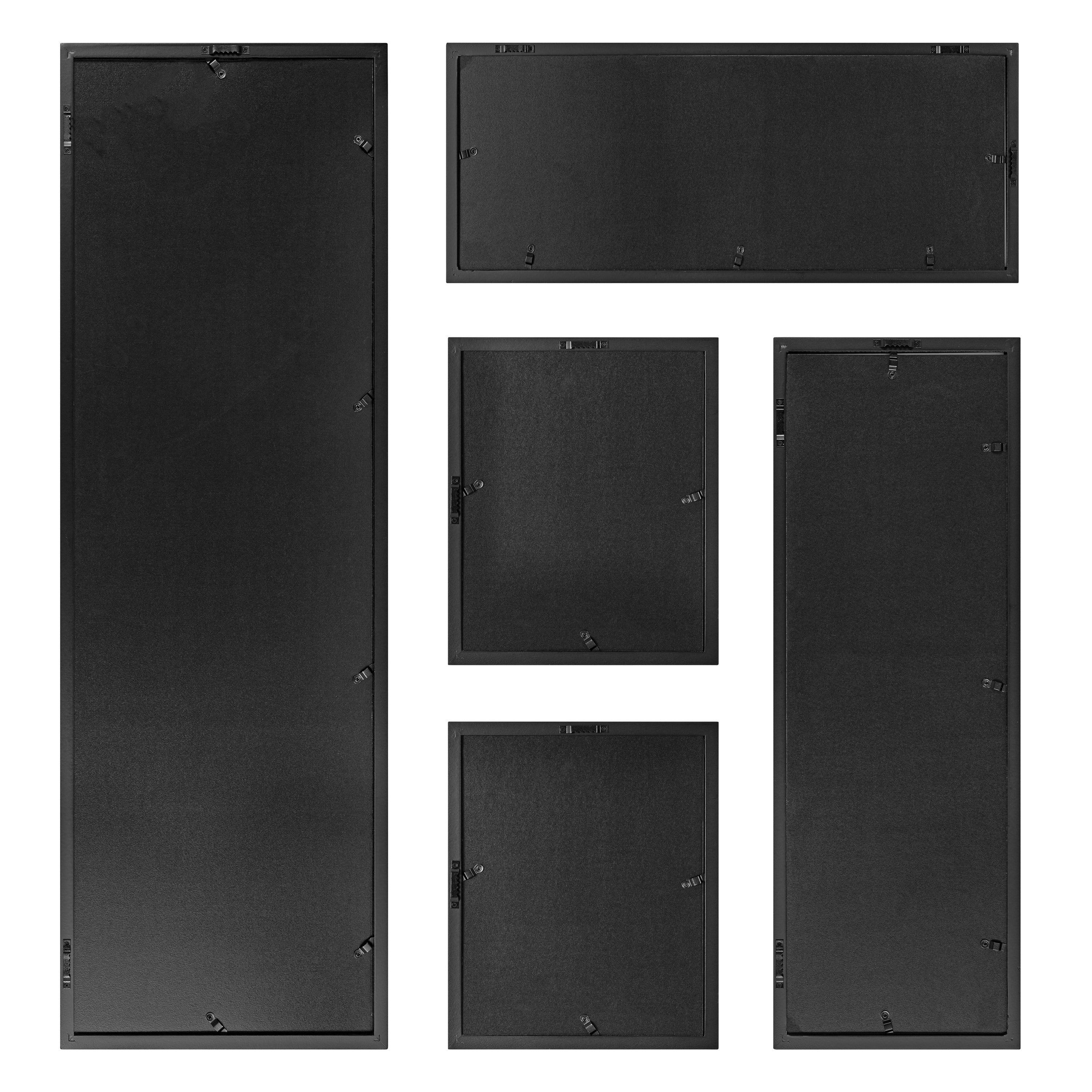 Kate and Laurel Gallery Modern Photo Collage Frame Set, Set of 5, Black, Transitional Picture Frame Collage Collection for Wall