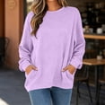 thumbnail image 3 of Oversized Pullover Sweatshirt for Women Crewneck Long Sleeve Argyle Jacquard with Pockets Casual Fall Everyday Top, 3 of 7