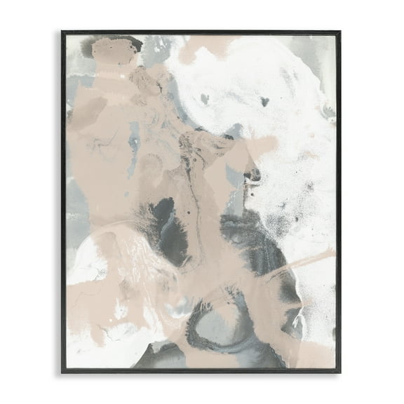 Stupell Industries Beige & Grey Splash Abstract Painting Black Framed Art Print Wall Art, 11 x 14