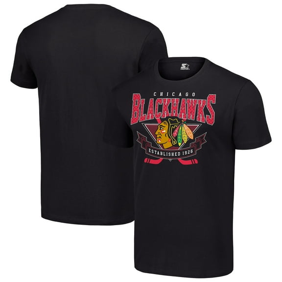 Men's Starter Black Chicago Blackhawks Team Logo Graphic T-Shirt