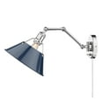 thumbnail image 5 of Yep by Golden Lighting Orwell 1-light Swing Arm Wall Lamp in Chrome and Navy Blue shade, 5 of 5