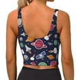 thumbnail image 3 of Haiem Rocket Satellite Pattern Womens Sports Bra - U Neck Padded Low Impact Yoga Bra Workout Crop Top Gym Moisture-Wicking Workout Vest -Medium, 3 of 9