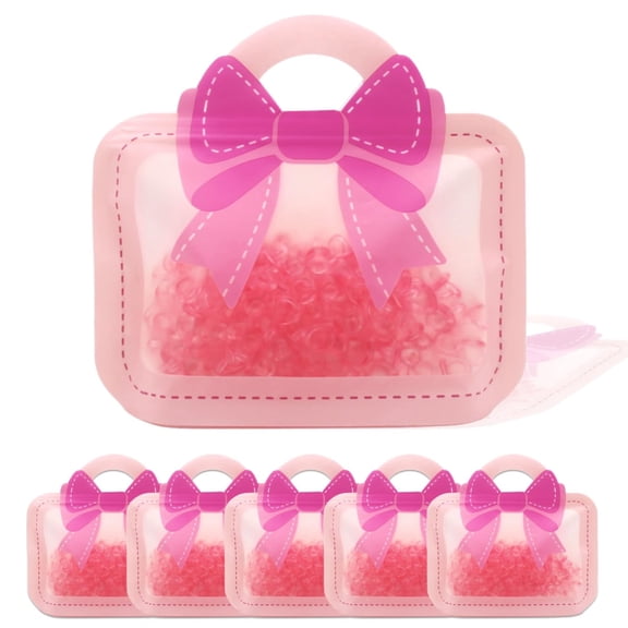 32 Pack Pink Bow Ziplock Gift Bags, Reusable Stand-Up Treat Bags with Handles for Party Favors & Candy