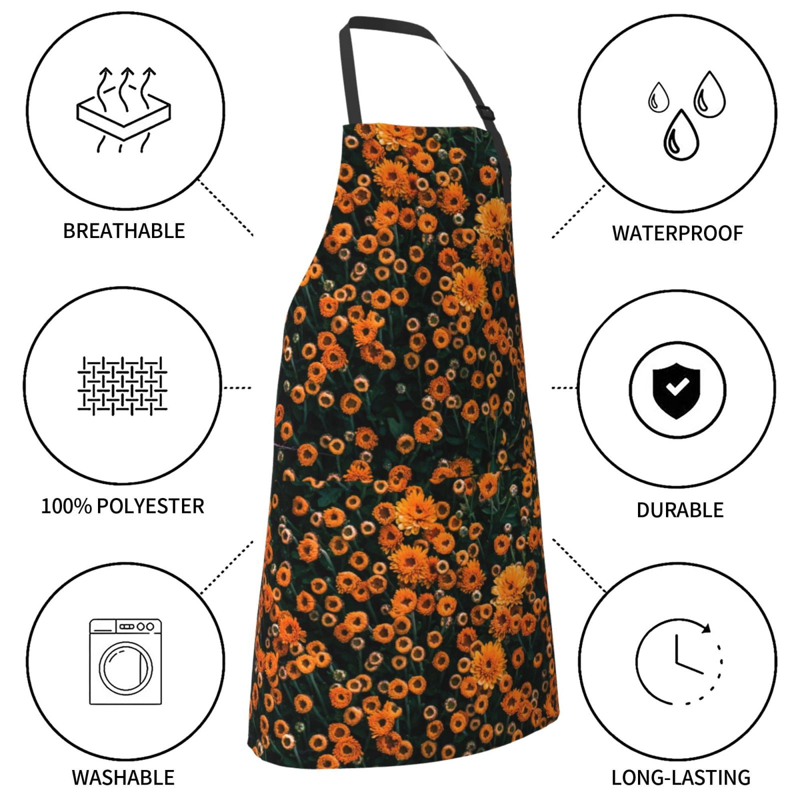 Kdxio Daisies Apron with Pockets Adjustable Kitchen Aprons for Men Women Waterproof Aprons for Cooking,Drawing,Crafting, Baking Household Cleaning