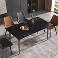 thumbnail image 3 of Magic Home 63" Light Luxury Sintered Stone Dining Table with Carbon Steel Legs,Dining Table for 6 Person with Slate Rectangular Tabletop for Dining Room, Black Tabletop with Moran Purple Legs, 3 of 6
