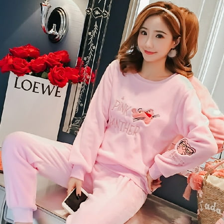 

Ladies Pyjama Women Winter Flannel Pajama Set Fleece Pajamas Sleepwear Thick Warm Velvet Female Homewear Suit Cute Sweet Pijama