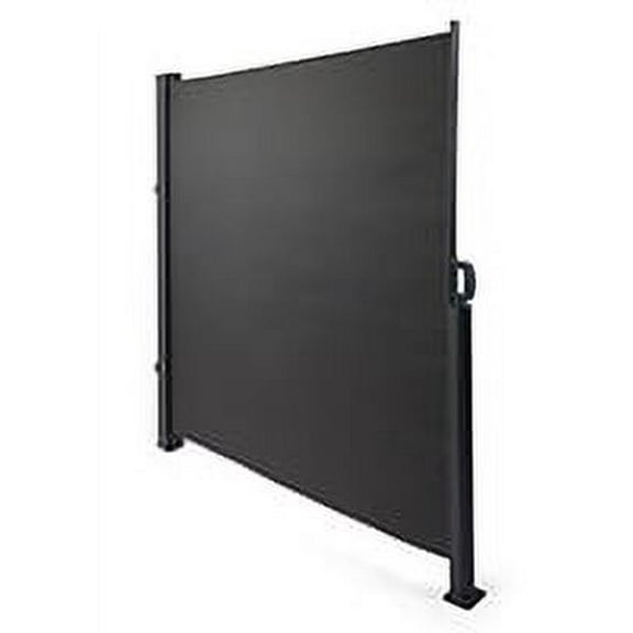 Displays2go 138" x 71" Outdoor Privacy Screen, Retractable Mesh Panel, Weather Resistant - Gray (FGOPDGRY)