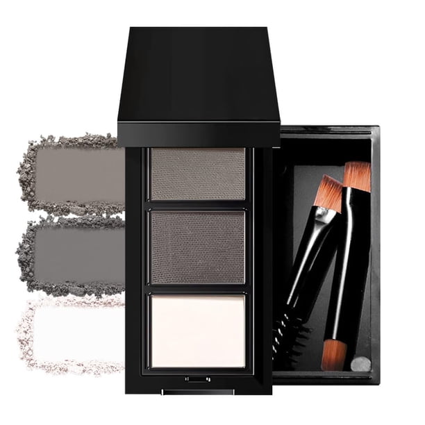 Kit de polvos para cejas WanTuoLuo, color gris pardo mate con brocha