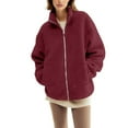 thumbnail image 2 of FAVIPT Maternity Winter Jackets for Women Fleece Lined Fuzzy Cozy Coats with Baby Carrier Pocket Zip Up 2-in-1 Outerwear Wine,S, 2 of 8
