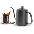 thumbnail image 1 of Gooseneck Pour Over Coffee Kettle With Lid, Stainless Steel Long Narrow Tea Kettle Hanging Ear Coffee Kettle For Coffee Tea  Black, 1 of 8