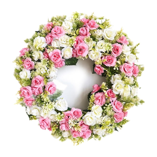 Corona de flores artificiales, guirnalda para puerta, corona rústica para puerta principal, corona de flores 45x45x8cm