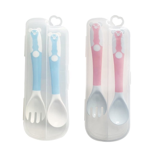 2 sets of baby spoons, bendable eating training fork and spoon set, children's tableware
