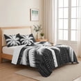 thumbnail image 5 of Quilts Queen Size Bedding Set, Tropical Plants Lightweight Quilted Comforter, Summer Coastal Palm Tree Leaves Vintage Black Reversible Bedspread Coverlet with Pillow Covers for All Season, 90" x 96", 5 of 9