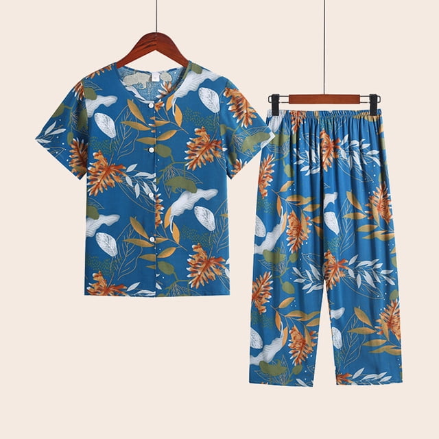 Mefallenssiah Femmes Été Deux Pièces Ensemble Manches Courtes Pyjama Ensemble Imprimé tops Pantalons Ensemble