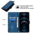 thumbnail image 3 of Compatible with iPhone 12 Pro Max Classic Embossed PU Leather Case with Card Holder Shockproof Cover, 3 of 5