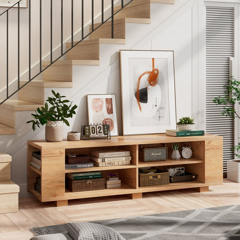 Costway 59'' Wood TV Stand, Console Storage Entertainment Center