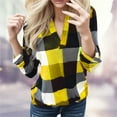 thumbnail image 2 of Women's T-Shirts Casual Long Sleeve Plaid Shirt Slim Jacke Summer Tops for Women Gold XXL, 2 of 6