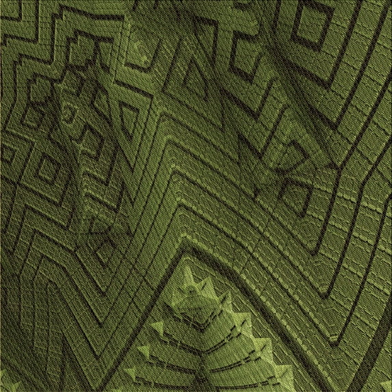 Ahgly Company Indoor Square Patterned Olive Green Area Rugs, 6' Square