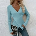 thumbnail image 5 of MESSUEN Lightweight Sweaters for Women Ribbed Long Sleeve Tops for Women Knitted Sweater Womens Shirt Women Sweaters Womens Blouses Summer Sweater for Women Light Blue S, 5 of 7