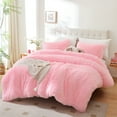 thumbnail image 2 of Sprinday 3-Piece Shaggy Plush Duvet Cover Set，King Size Pink Fuzzy Fluffy Bedding Set with 2 Pillow Shams，Zipper Closure, 2 of 8