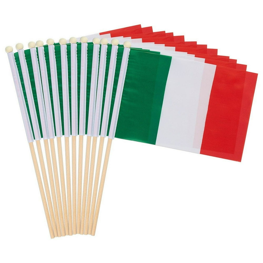 12Piece Italy Stick Flags Italian HandHeld Flags, Polyester Country