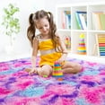 thumbnail image 4 of Junovo Soft Rainbow Area Rugs for Girls Room, Fluffy Colorful Rugs Cute Floor Carpets Shaggy Playing Mat for Kids Baby Girls Bedroom Nursery Room,8'x10',Hot Pink, 4 of 8