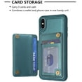 thumbnail image 4 of Dteck for Apple iPhone XS/X Card Holder Back Case with Pockets, Premium PU Leather ID Cash Credit Slots Magnetic Kickstand Flip Folio Slim Hard Protective Cover, green, 4 of 7