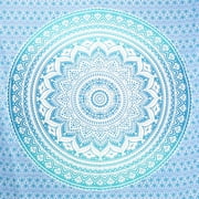 Blue Indian Wall Hanging Ombre Tapestry Boho Mandala Hippie Tapestries Bohemian Mandala Tapestry Indian Gold Throw Beach Picnic Blanket