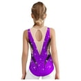 thumbnail image 6 of iiniim Kids Girls Gymnastics Leotard Sparkly Rhinestone Sleeveless Unitard Jumpsuit Ballet Dance Bodysuit Purple 16, 6 of 7