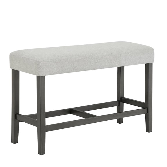 Lilola Home Selena 40" Light Gray Fabric Counter Height Bench with Wood Frame & Footrest