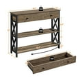 thumbnail image 2 of 40 Inch Console Table with 2 Outlets and 2 USB Ports, Extra Long Entryway Table with Drawer and X-Shaped Design, Narrow Sofa Table for Living Room and Hallway, 2 of 5