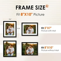 MY 8x10 Picture Frame Set of 2, Photo Frame with HD Plexiglass, Display Pictures 5x7 with Mat or 8x10 Without Mat Multi Picture Frames Collage for Tabletop or Wall Display, Black